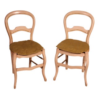 Polychrome Wooden Straw-Seated Chairs, 1950s, Set of 2 For Sale