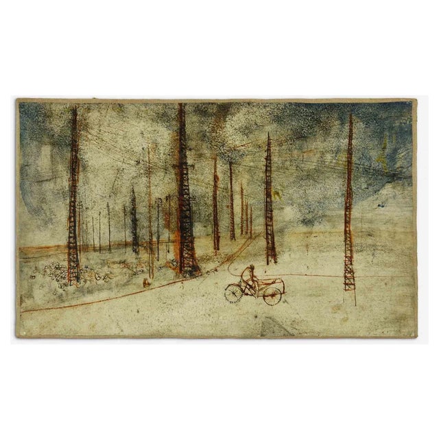 Renzo Vespignani, Suburbs, Original Painting, 1970s For Sale