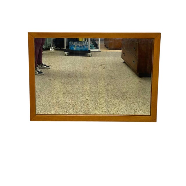 Vintage Mid-Century Modern Framed Wall Mirror -Rectangular Hanging Mirror For Sale - Image 10 of 10