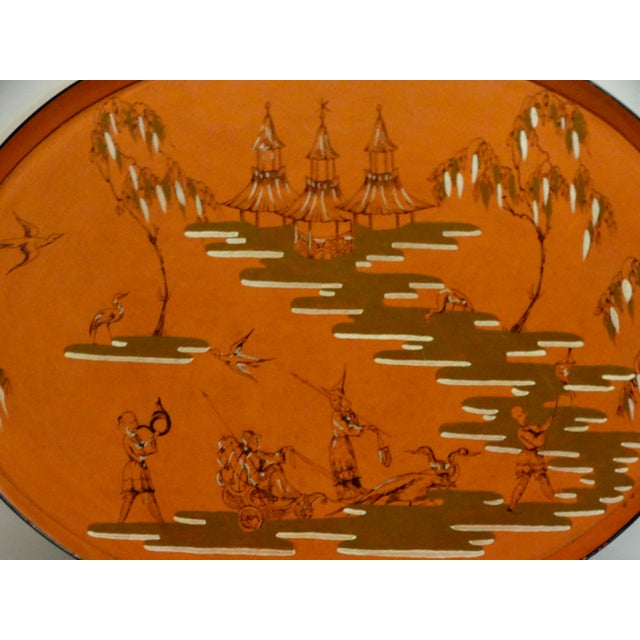 Antique French Hand Painted Chinoiserie Serving Tray For Sale - Image 15 of 17