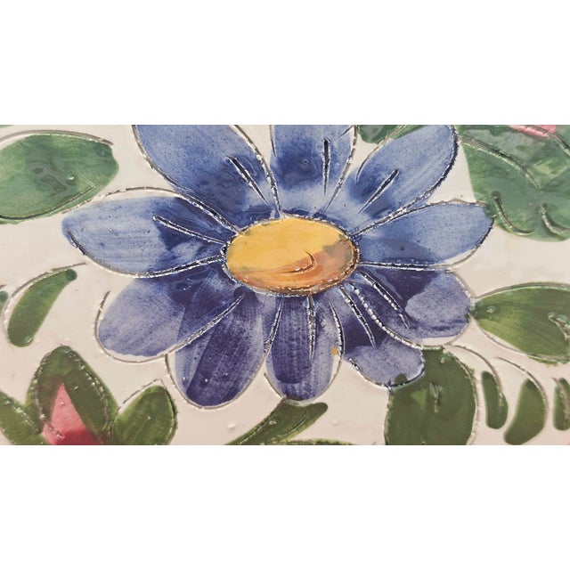 Vase with Painted Flowers in Majolica, 1950s For Sale - Image 6 of 7