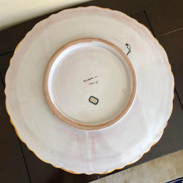 Large Antique Robbia Italy Majolica Fruit Charger For Sale In Buffalo - Image 6 of 7