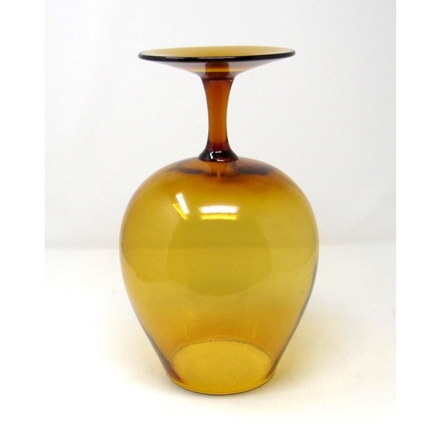 Large 12-Inch Italian Empoli Amber Glass Brandy Snifter - 1960s For Sale - Image 9 of 9