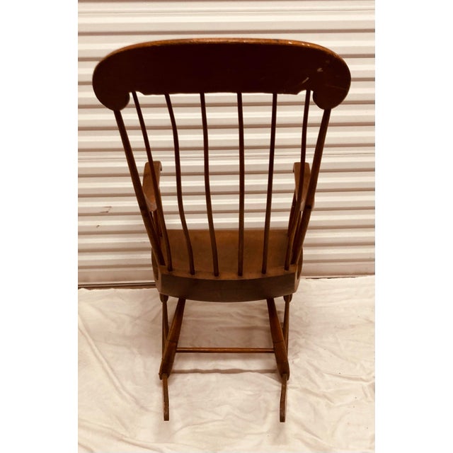 Late 19th Century Classic Antique Primitive American Mahagony Spindle Back Rocking Chair For Sale - Image 5 of 10