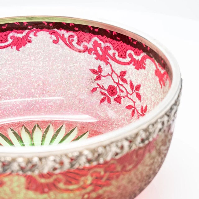 Baccarat Pattern Bright Crimson Acid Etched Bowl, France, 1900s For Sale - Image 9 of 11