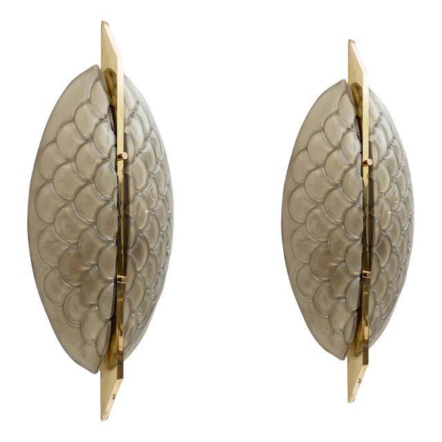 Modern Italian Murano Glass and Brass Sconces, 1990, Set of 2 For Sale