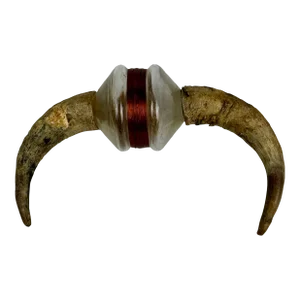 1980's Mixed Media Sculpture by Gary Spradling of Horns, Blown Glass Canister & Copper Wire