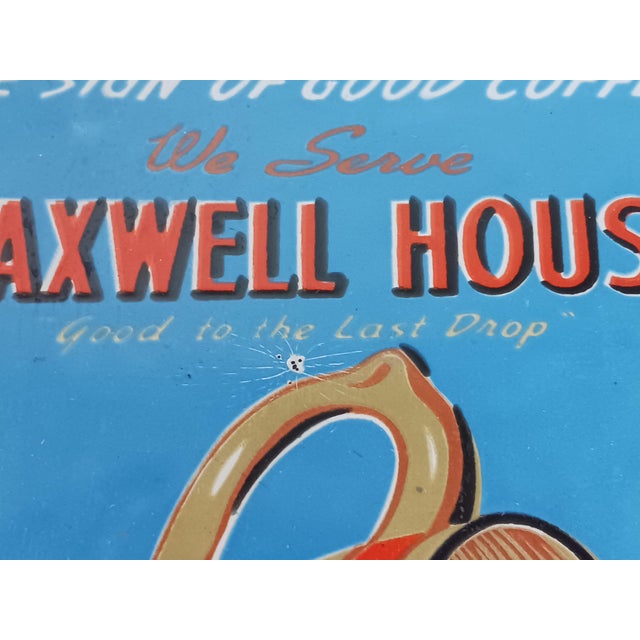 American Authentic Vintage Maxwell House Restaurant Enamel on Steel Sign For Sale - Image 3 of 9