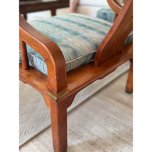 Mid 20th Century Pair of James Mont Style Ming Chairs- Asian Inspired Wooden Chairs For Sale - Image 10 of 12