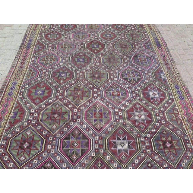 Traditional Area Kilim Turkish Boho Modern Handmade Kilim Rug - 74"x115" For Sale - Image 3 of 12