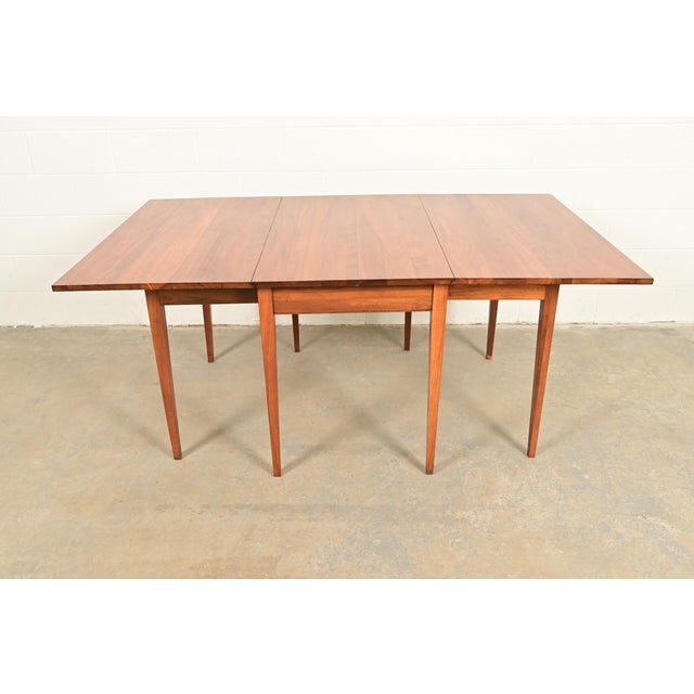 American Henkel Harris Federal Solid Walnut Drop Leaf Dining Table, Circa 1960s For Sale - Image 3 of 13
