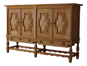 Mid-Century Danish Brutalist Sideboard in Solid Oak, 1950s