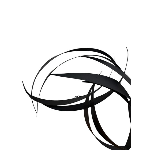 Curtis Jere Vintage Curtis Jere 1990’s Abstract “Flight” Black Metal Wall Sculpture 50” For Sale - Image 4 of 9