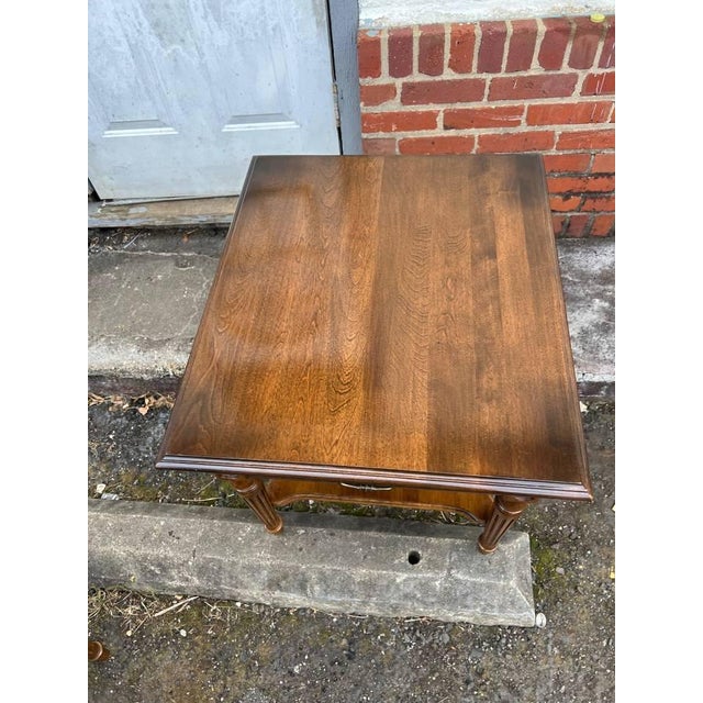 Vintage Ethan Allen Pair of Traditional Style Solid Wood 2 Tier Nightstands Bed Side Tables. For Sale In Washington DC - Image 6 of 12