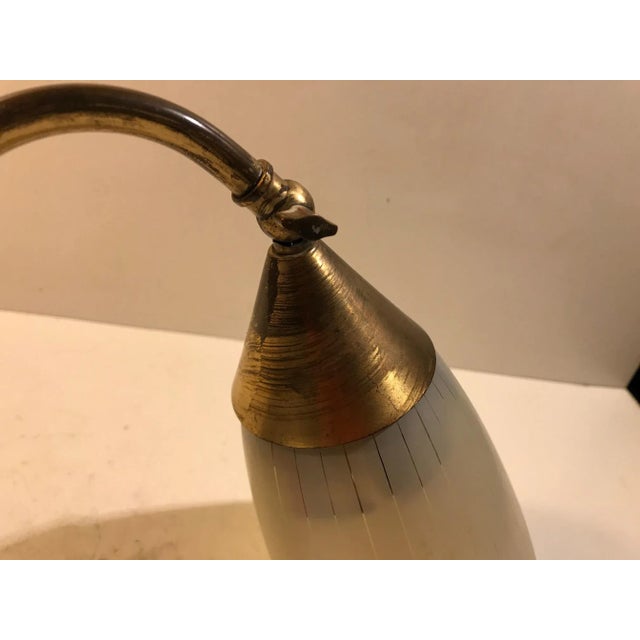 1950s Scandinavian Modern Brass & Pinstripe Glass Wall Lamp, 1950s For Sale - Image 5 of 7