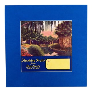 Original Vintage Burdine's Miami Florida Fruit Crate Label, Matted - EUC For Sale