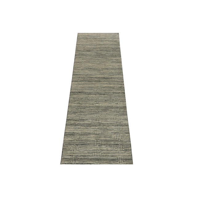 Contemporary Rug & Kilim’s Contemporary Runner in Black, White & Beige Geometric Pattern For Sale - Image 3 of 8