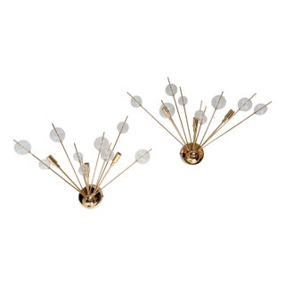 Italian Wall Lamps with Glass Spheres, 1970s, Set of 2 For Sale