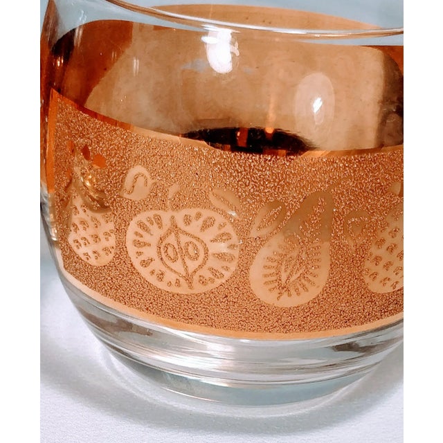Culver Ltd. Vintage Culver Roly Poly Gold Glasses Set of 4 For Sale - Image 4 of 7