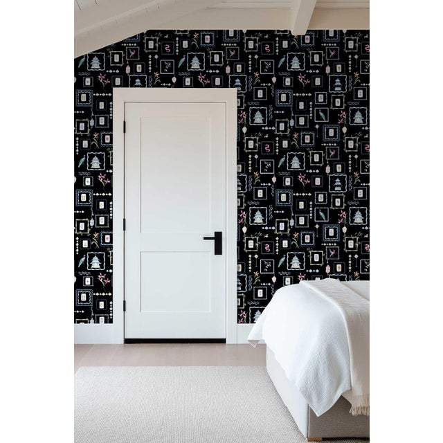 Black Mahjong Tile Grasscloth Wallpaper by House Party | Blank Black | 6 Yards For Sale - Image 8 of 9