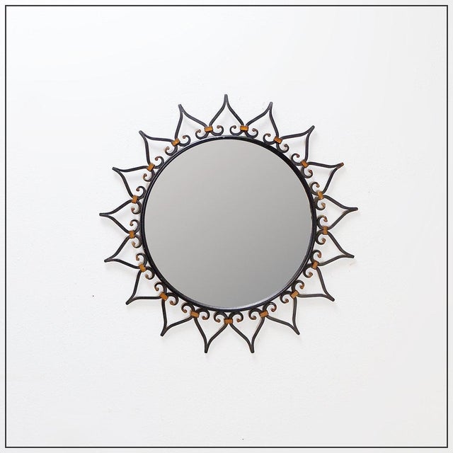 Sunburst Wall Mirror in Iron with Heart Motif, 1960s For Sale - Image 12 of 12