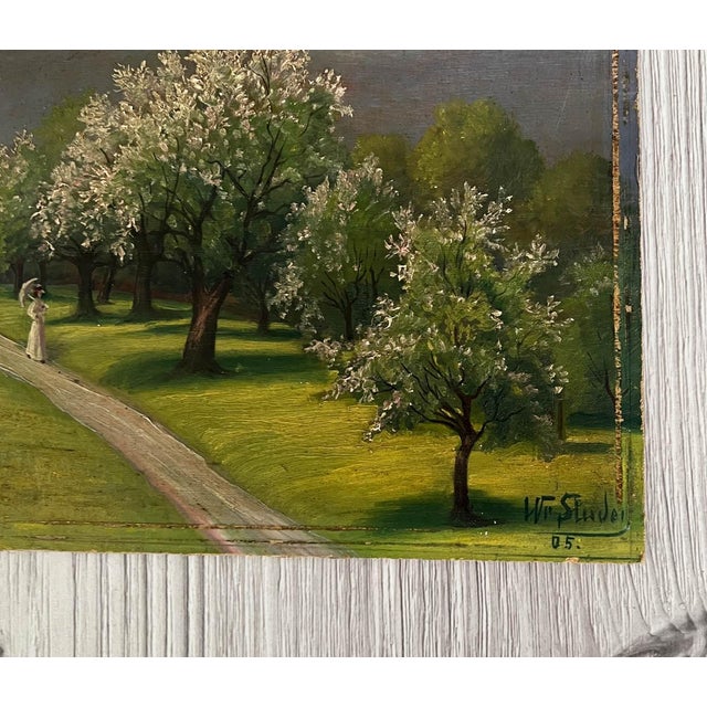 1905 French Landscape Oil Painting on Board For Sale - Image 4 of 8