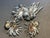 Coro MCM Jewelry Coro Style Brooch and Earrings Set Off-White Enamel Tendrils Interleaved With Textured Silver-Tone Strands., 3 Pieces For Sale - Image 4 of 6