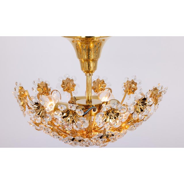 1970s Cut-Glass Flower Flush Mount from Palwa, Germany, 1970s For Sale - Image 5 of 12