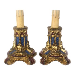 Art Deco Polychrome Electric Candle Holders For Sale
