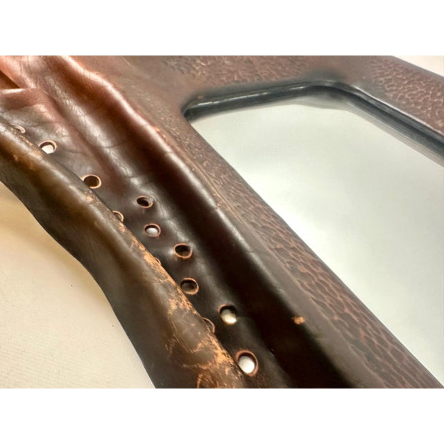 Polish Brutalist Leather Framed Mirror from Chronos, 1970s For Sale - Image 9 of 18