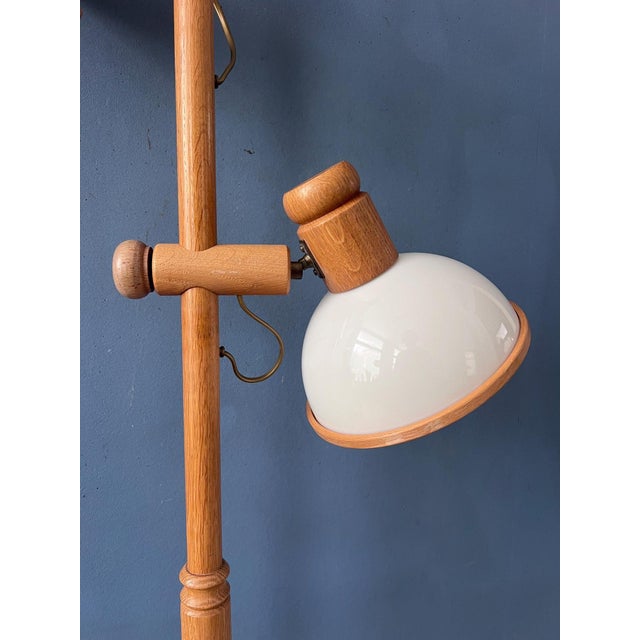 Mid-Century Modern Wood and Glass Mushroom Floor Lamp For Sale - Image 9 of 13