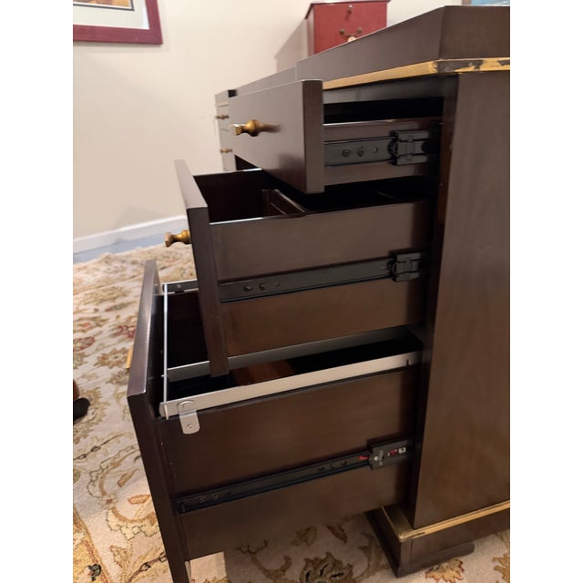 Contemporary Sligh Bel Aire "Paramount" Contemporary Walnut & Gold Leaf Executive Desk For Sale - Image 3 of 9