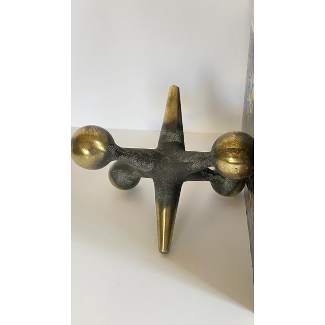 1960's Mid Century Bill Curry Jacks Bookends/Sculpture in Antique Brass Finish - a Pair For Sale In San Francisco - Image 6 of 9