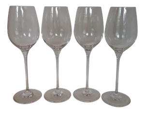 1980s Signed Oleg Cassini Crystal Wine Glasses - Set of 4