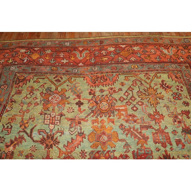 Room Size Green Antique Square Oushak Rug For Sale In New York - Image 6 of 10