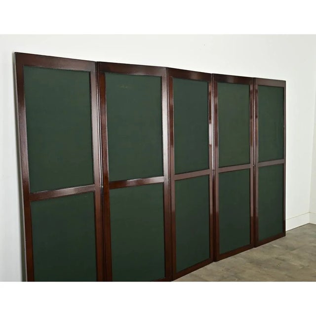 19th Century English 19th Century Mahogany and Fabric Folding Screen Room Partition For Sale - Image 5 of 12
