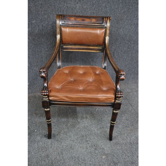 Regency Leather Dragon Head Chair For Sale In Philadelphia - Image 6 of 10