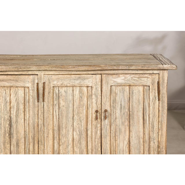Large Rustic Bleached Wood Six-Door Sideboard Media Cabinet For Sale - Image 18 of 18