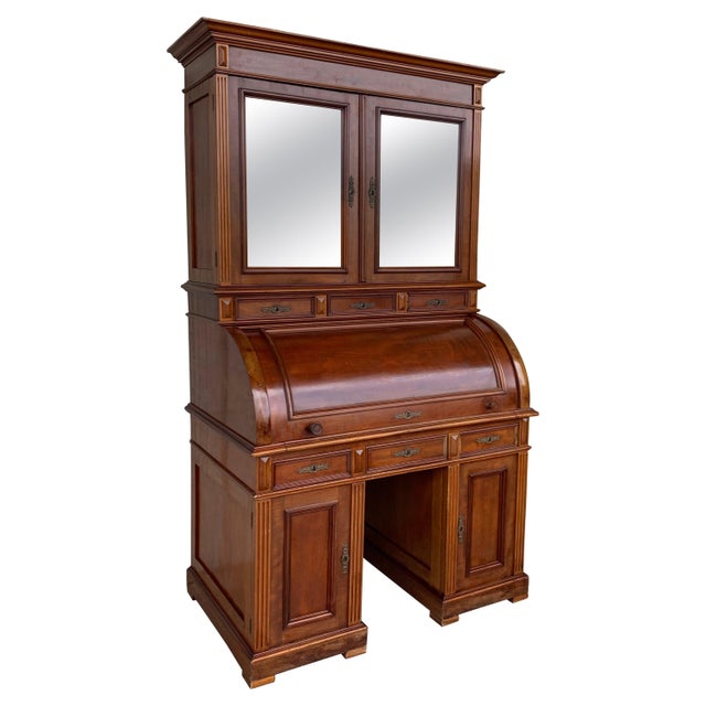 19th Century Empire Mahogany Bureau Secretary with Bookcase For Sale - Image 15 of 18