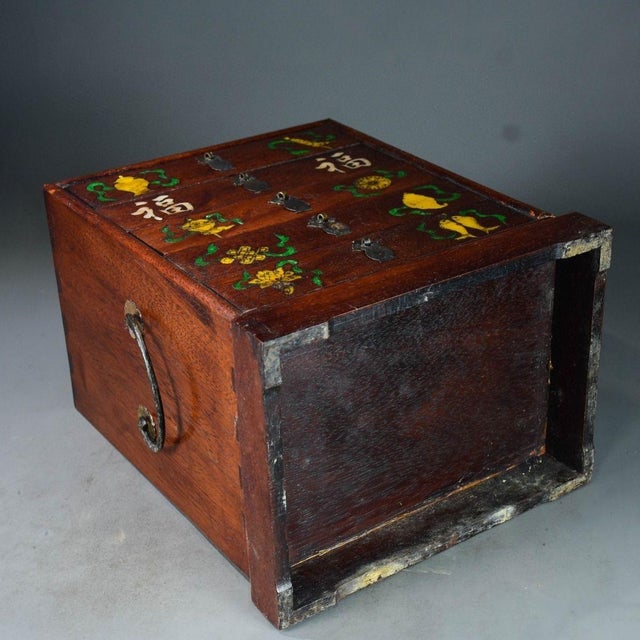 Brown Vintage Rosewood 5-Drawer Chest With Mother-of-Pearl Eight Treasures Inlay For Sale - Image 8 of 9