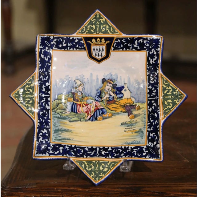 Early 20th Century French Henriot Quimper Painted Faience Wall Platter For Sale In Dallas - Image 6 of 12