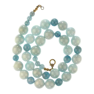 Aquamarine Mixed Tones and Sizes With Diamond Clasp Necklace