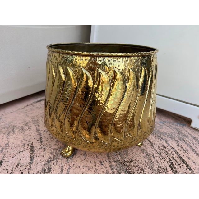 1950s Large Polished Brass Footed Planter From Itay For Sale In West Palm - Image 6 of 11
