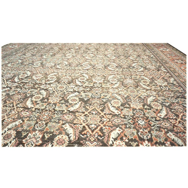 Orange Antique Persian Sultanabad Wool 10x14 Orange, Taupe & Ivory Handmade Area Rug #1143026 For Sale - Image 8 of 11