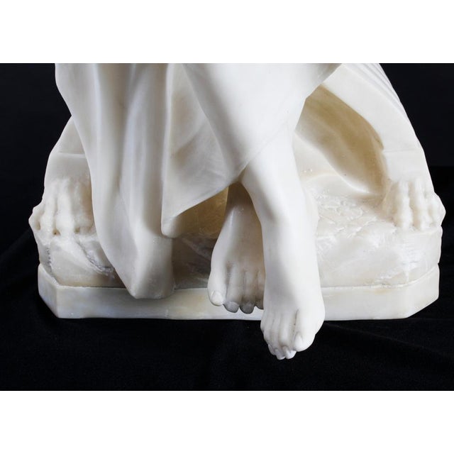 White P. Emilio Fiaschi, The Artist's Muse, 19th Century, Large Alabaster Sculpture For Sale - Image 8 of 18