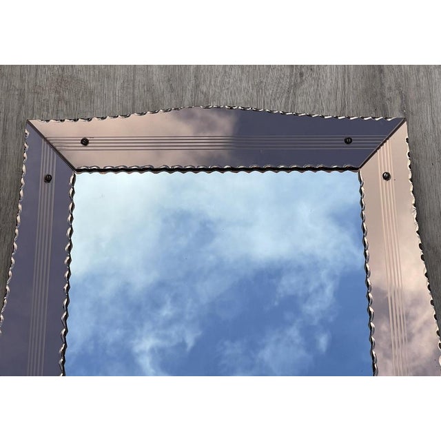 Absolutely sublime Rose glass Art Deco wall mirror with stunning bevelled plate This mirror is one of six very rare Art...