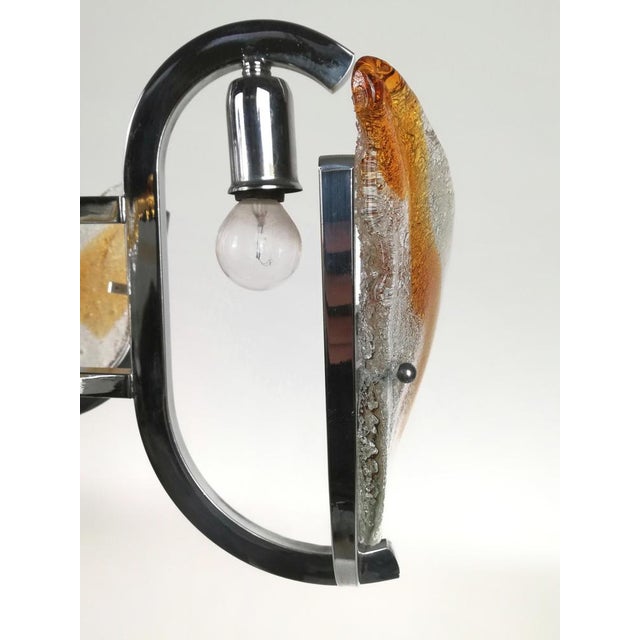 Glass Murano Glass and Chrome Chandelier in the style of Mazzega, Italy, 1970s For Sale - Image 7 of 18