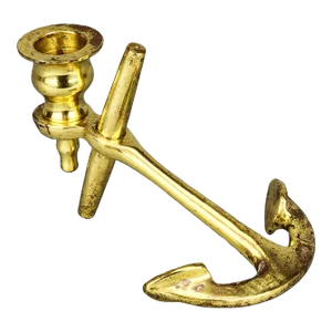 Vintage Solid Brass Ship Anchor Candlestick Holder