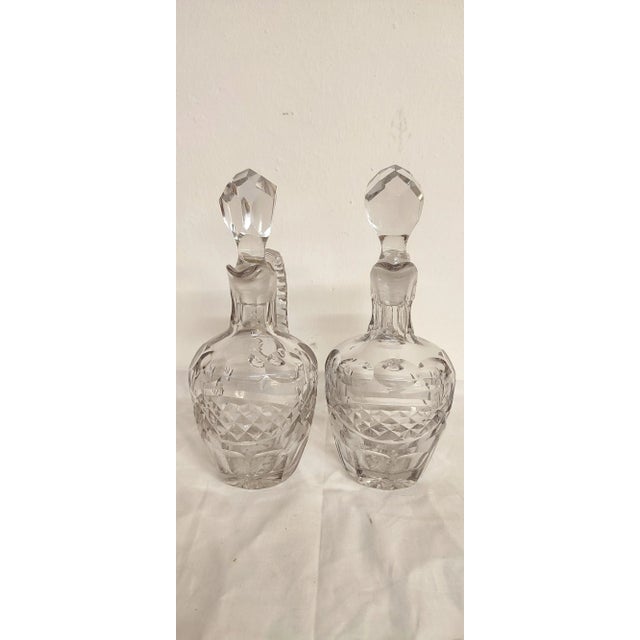 Metal and Carved Glass Vinegar Set, France, 1950s, Set of 3 For Sale - Image 12 of 13