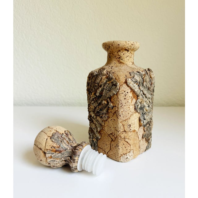 Tan Vintage Talian Corked Wrapped Decanter Bottle For Sale - Image 8 of 9